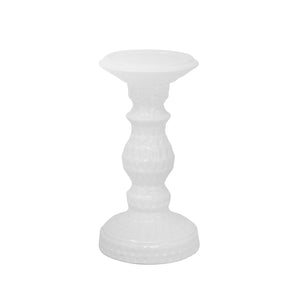 Dimpled White Candle Holder 8" - ReeceFurniture.com
