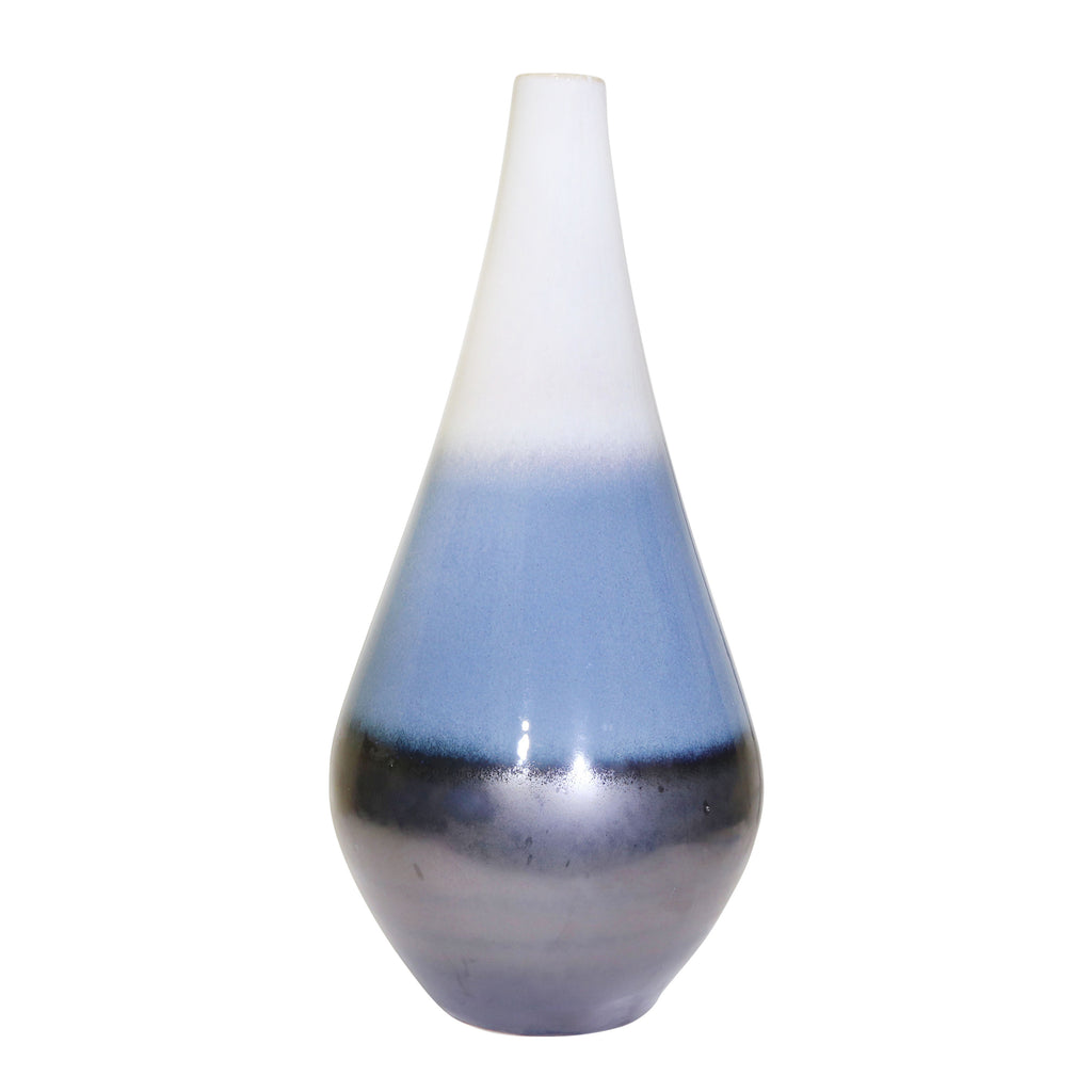 Gray/Blue/White Layered Vase 21" - ReeceFurniture.com