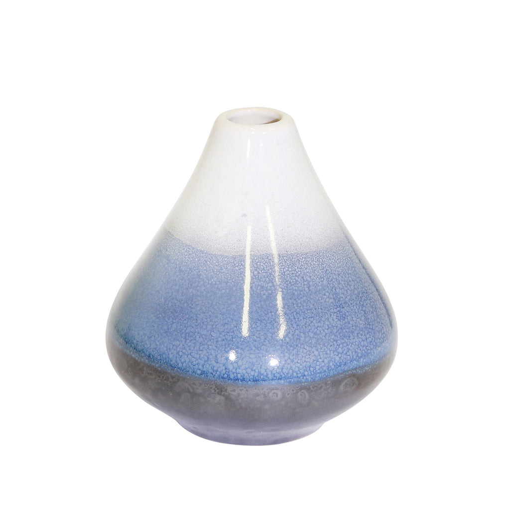 Gray/Blue/White Layered Vase 5" - ReeceFurniture.com