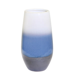 Gray/Blue/White Layered Vase 12.25" - ReeceFurniture.com