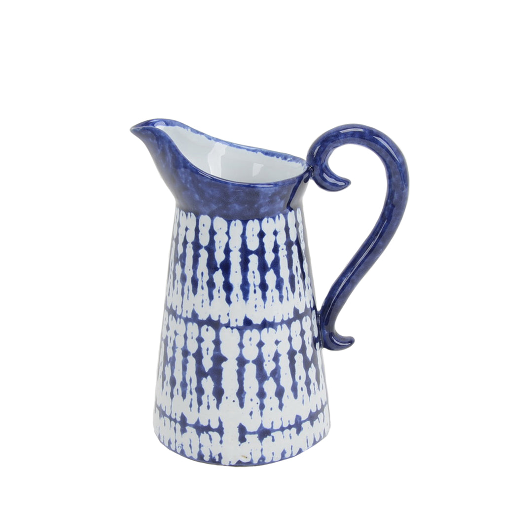 Blue/White Glaze Pitcher 7.75" - ReeceFurniture.com