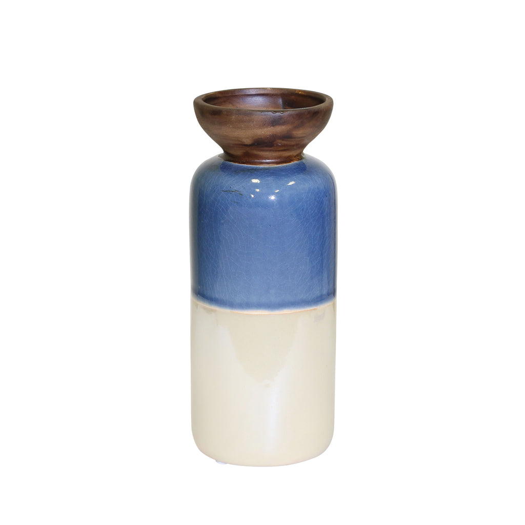 White/Blue/Beige Vase 9.25" - ReeceFurniture.com