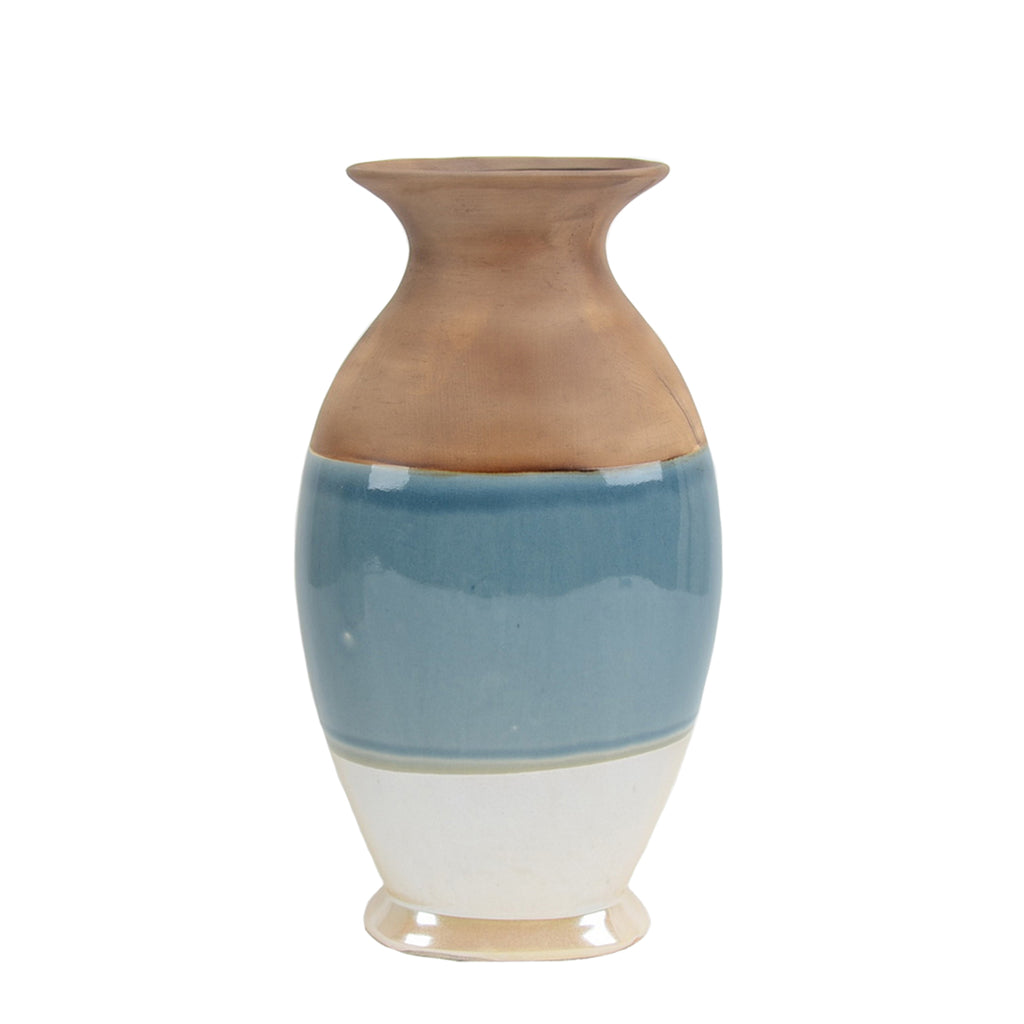 White/Blue/Beige Vase 14.5" Wide - ReeceFurniture.com