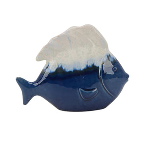 Ceramic 8" White/Blue Fish - ReeceFurniture.com