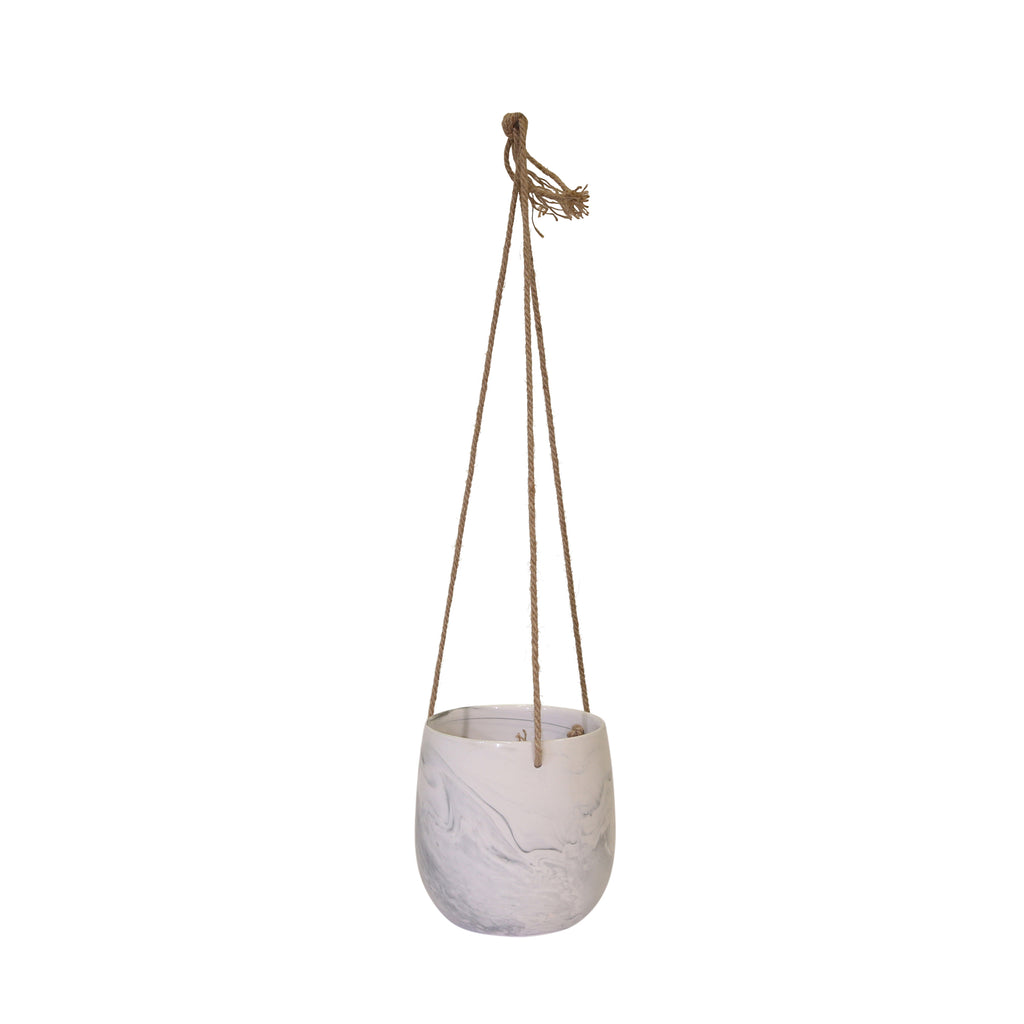 Hanging Gray Marble Planter - ReeceFurniture.com