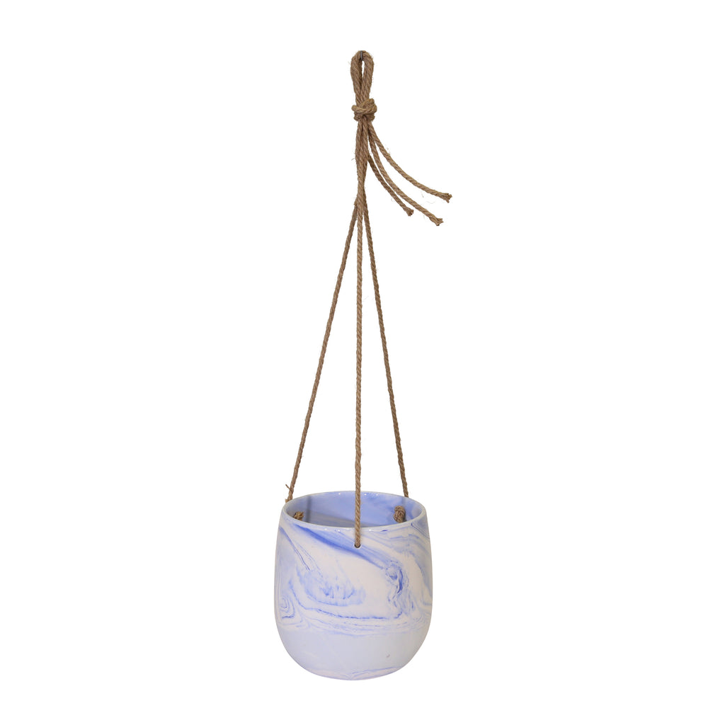 Hanging Blue Marble Planter - ReeceFurniture.com
