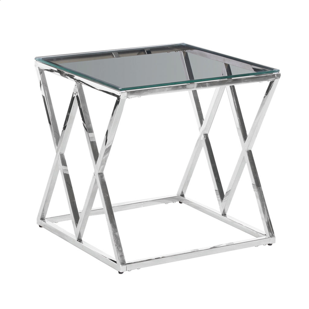 Silver/Glass Diamond Accent Table, Kd - ReeceFurniture.com