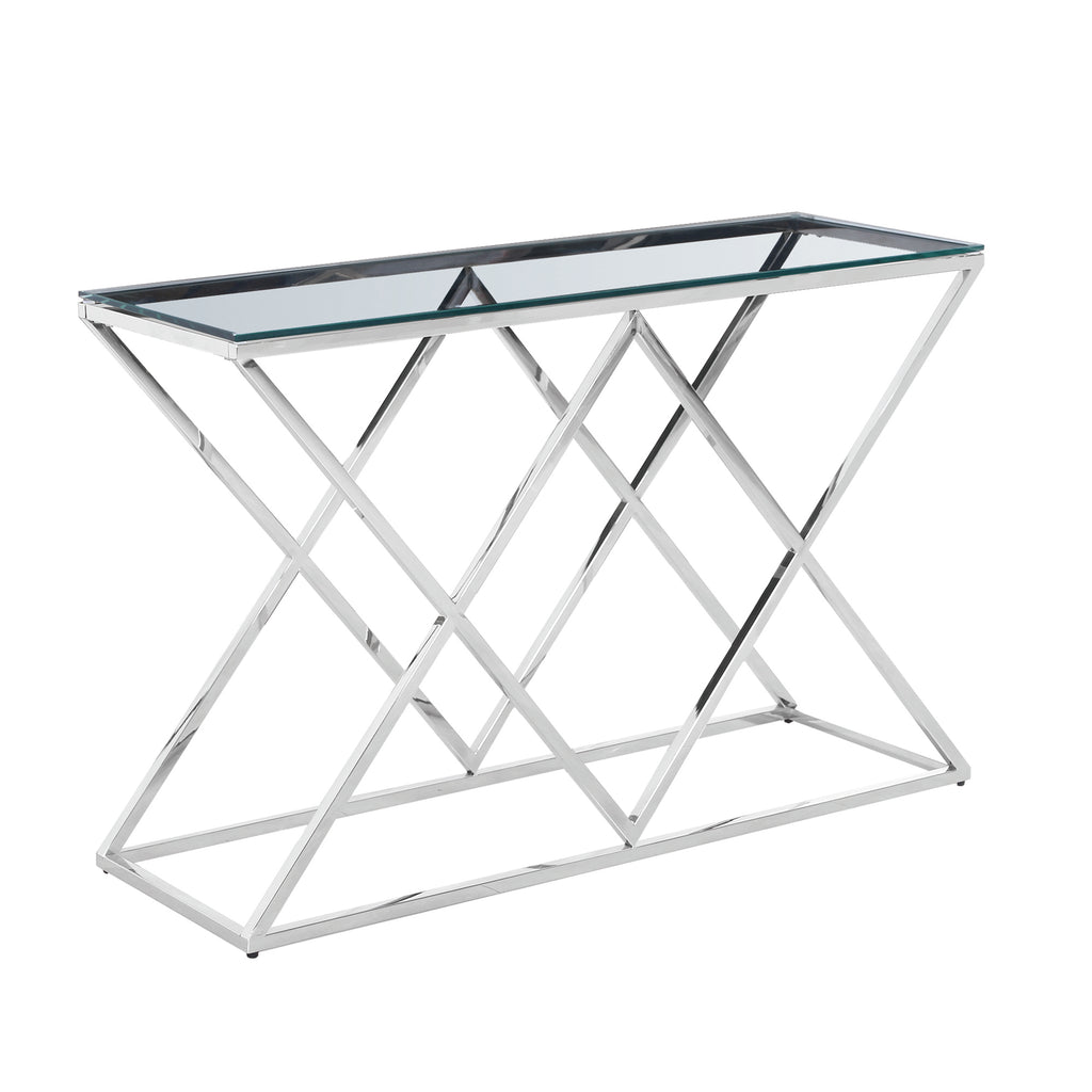 Silver/Glass Diamond Console Table, Kd - ReeceFurniture.com