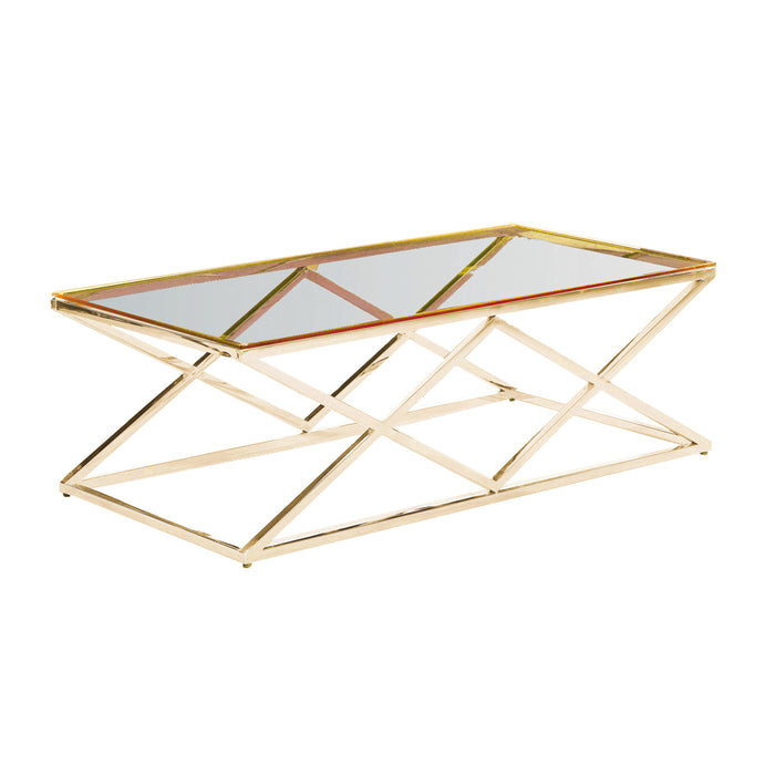 Gold/Glass Diamond Cocktail Table, Kd
