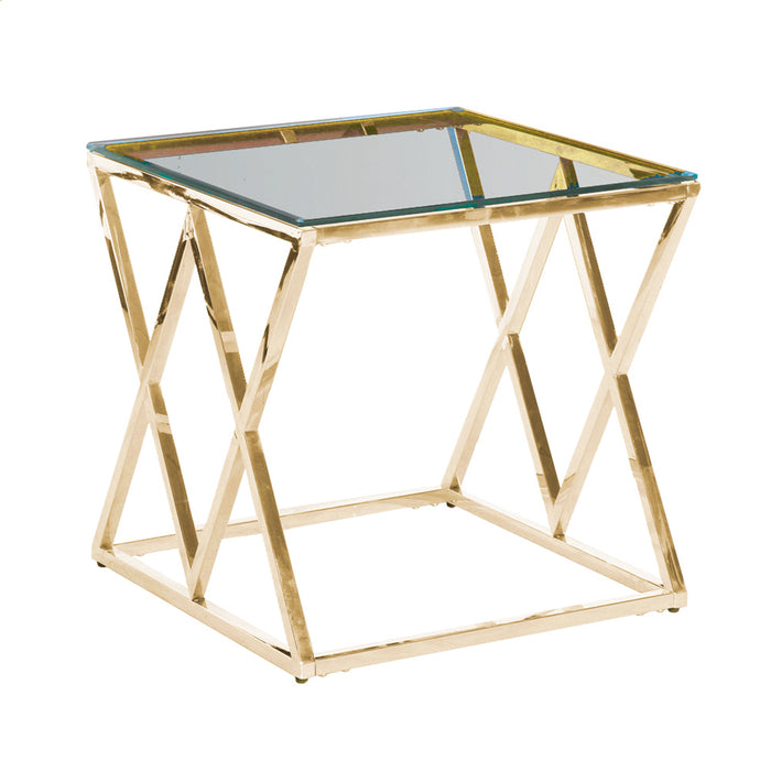 Gold/Glass Diamond Accent Table, Kd