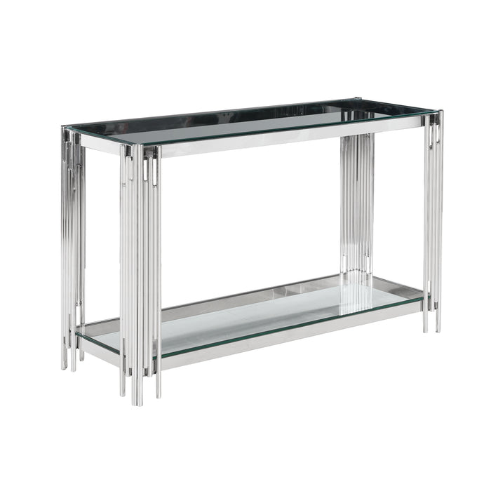 2-Tier Silver/Glass Console Table, Kd