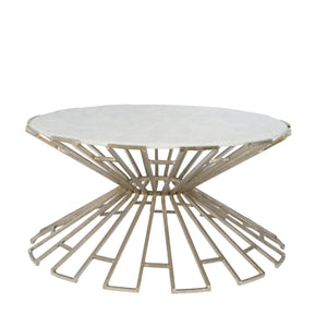 Metal & Marble Art Deco Cocktail Table, Silver - ReeceFurniture.com