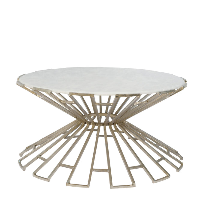 Metal & Marble Art Deco Cocktail Table, Silver