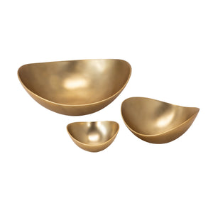 S/3 Aluminum Bowls, Matte Gold - ReeceFurniture.com
