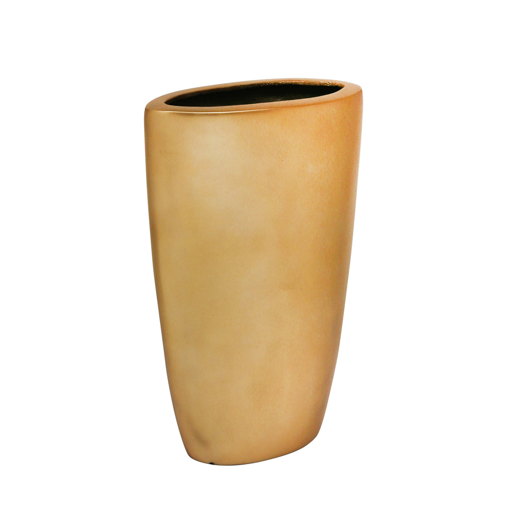 Oval 11" Aluminum Vase, Matte  Gold - ReeceFurniture.com