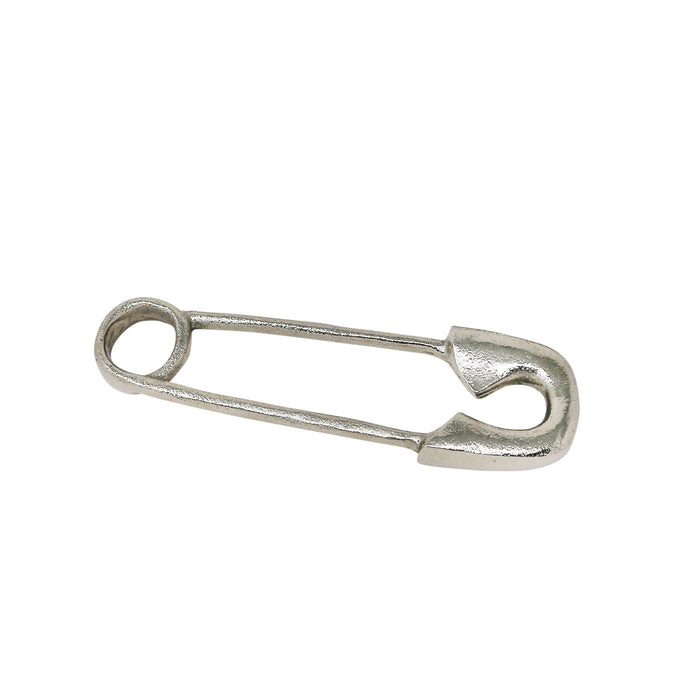 Aluminum 8.25" Safety Pin Decor, Silver