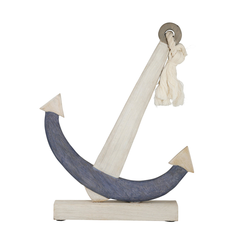 Wooden Anchor On Base, Multi - ReeceFurniture.com