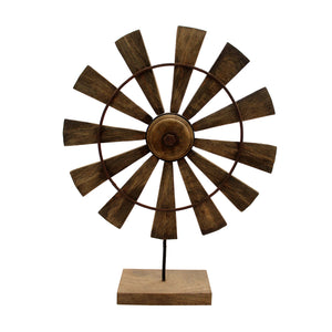 Wooden Windmill On Base, Brown - ReeceFurniture.com