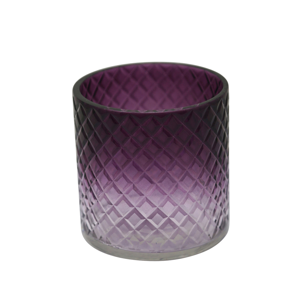 4" Cut Glass Candle Holder, Purple - ReeceFurniture.com