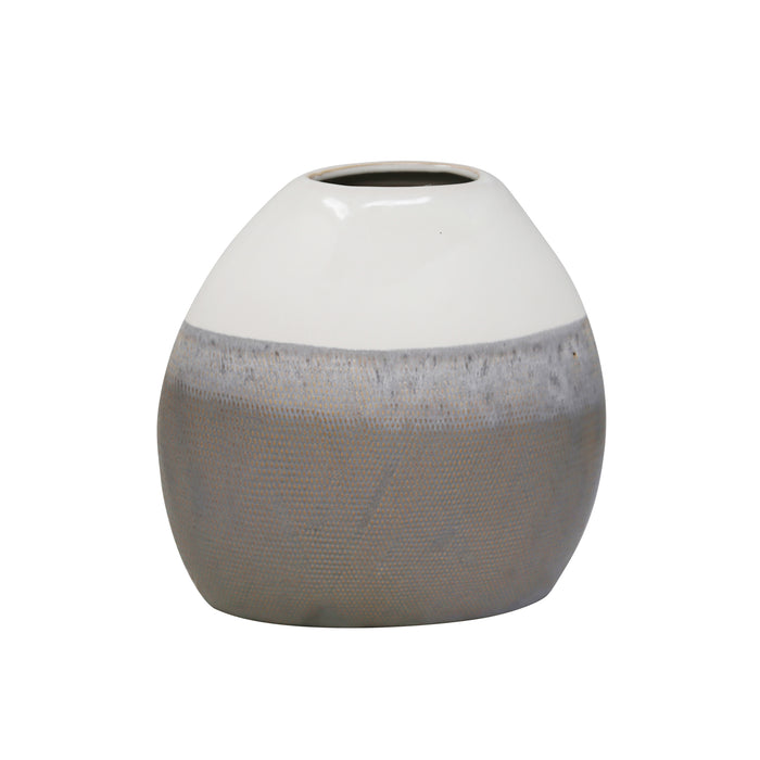 Ceramic 9.25" Vase, Multi Gray