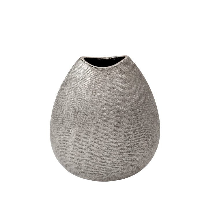 Ceramic 10.75" Vase , Silver