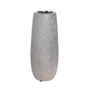 Ceramic 9.75" Vase , Silver - ReeceFurniture.com