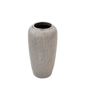 Ceramic 12.25" Vase , Silver - ReeceFurniture.com