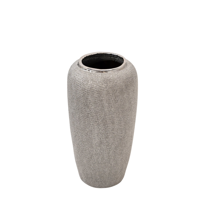 Ceramic 12.25" Vase , Silver