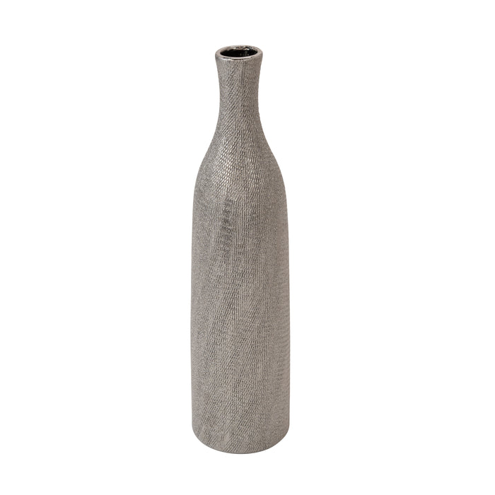 Ceramic 17.75" Vase , Silver