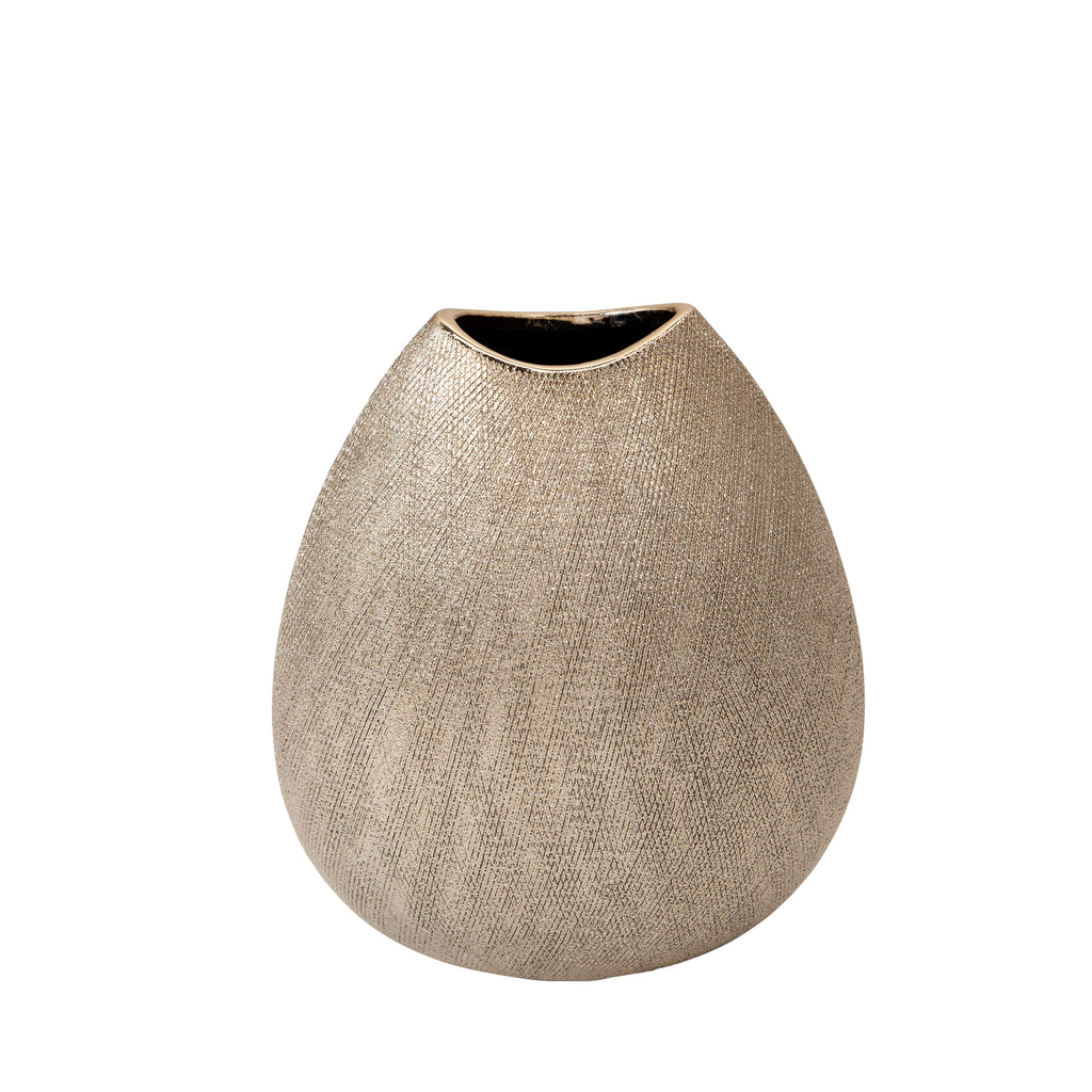 Ceramic 10.75" Vase, Champagne - ReeceFurniture.com