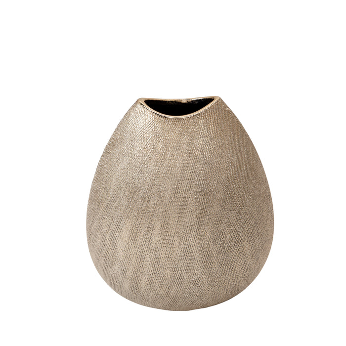 Ceramic 10.75" Vase, Champagne