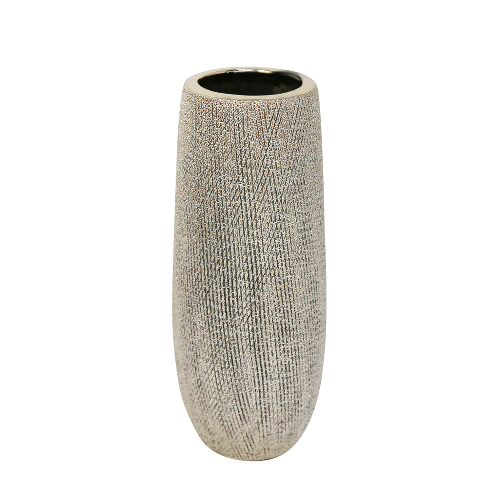 Ceramic 9.75" Vase ,Champagne - ReeceFurniture.com