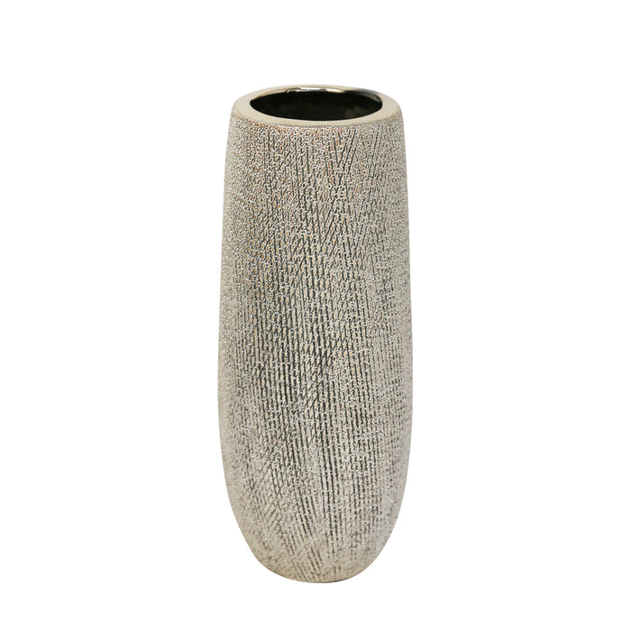 Ceramic 9.75" Vase ,Champagne