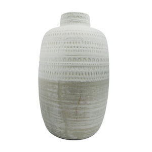 Ceramic 7.75" Tribal Vase, Beige - ReeceFurniture.com