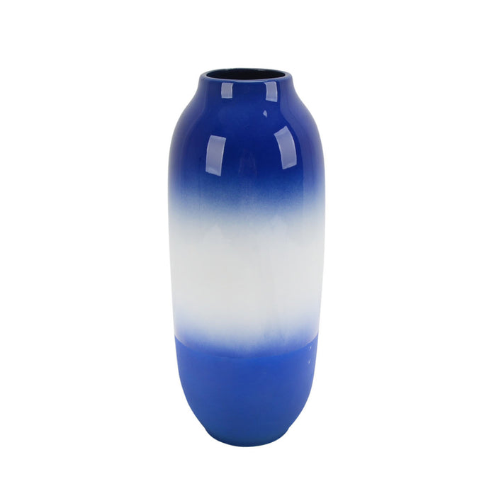 Ceramic Vase 14.5", Blue/White