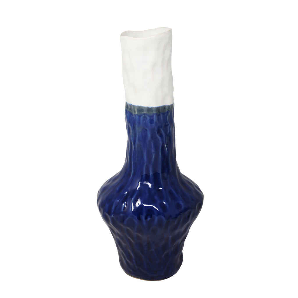 Ceramic Gourd Vase 16.5", White / Blue - ReeceFurniture.com