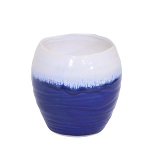 Ceramic Planter 6.5", White /Blue - ReeceFurniture.com