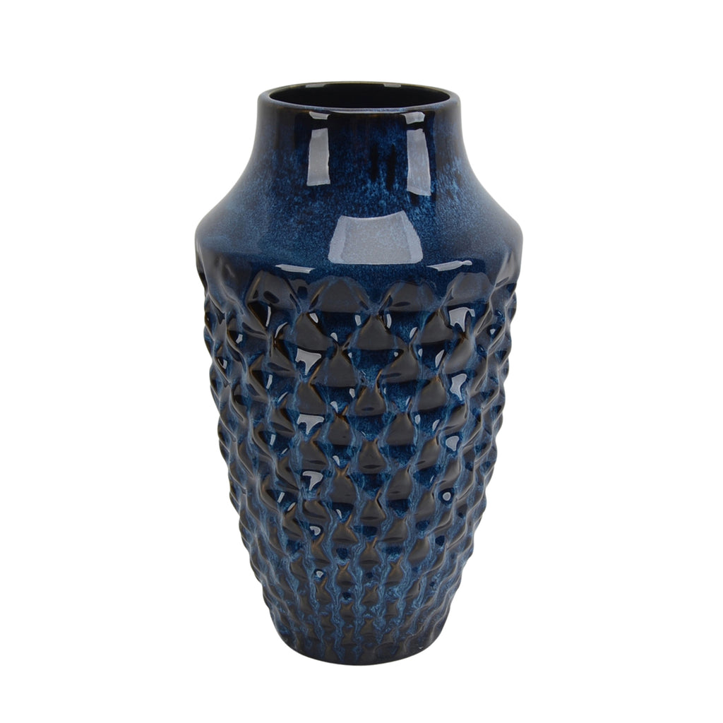 Ceramic Vase 12", Blue - ReeceFurniture.com