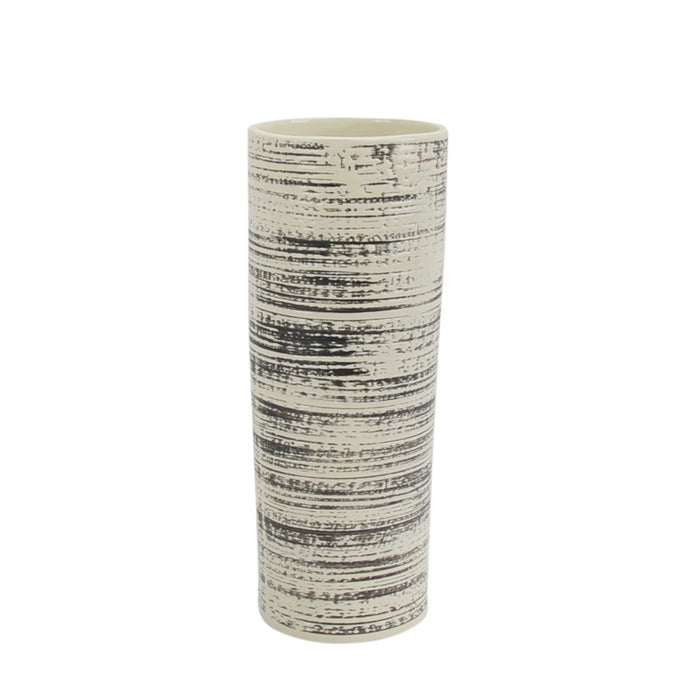 Ceramic Vase 11.5", Blk/White