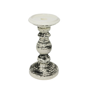 Ceramic Candle Holder 8", Black/White - ReeceFurniture.com