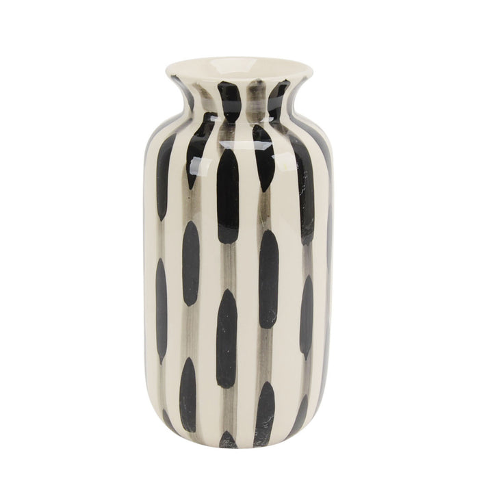 Ceramic Vase 10", Black/White