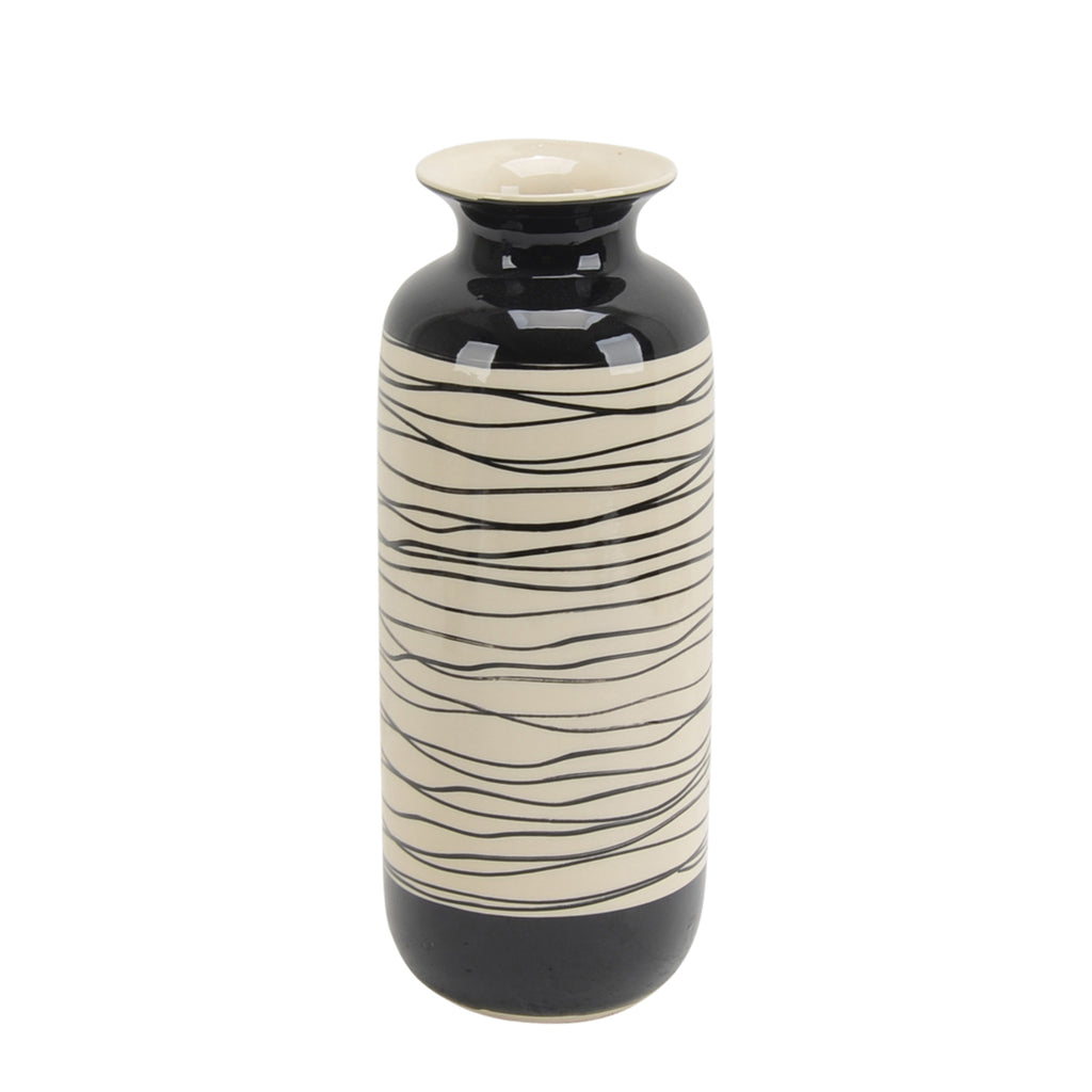 Ceramic Vase 14.5", Black/White - ReeceFurniture.com