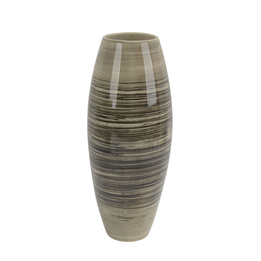 Ceramic Vase 16", Black/Beige - ReeceFurniture.com