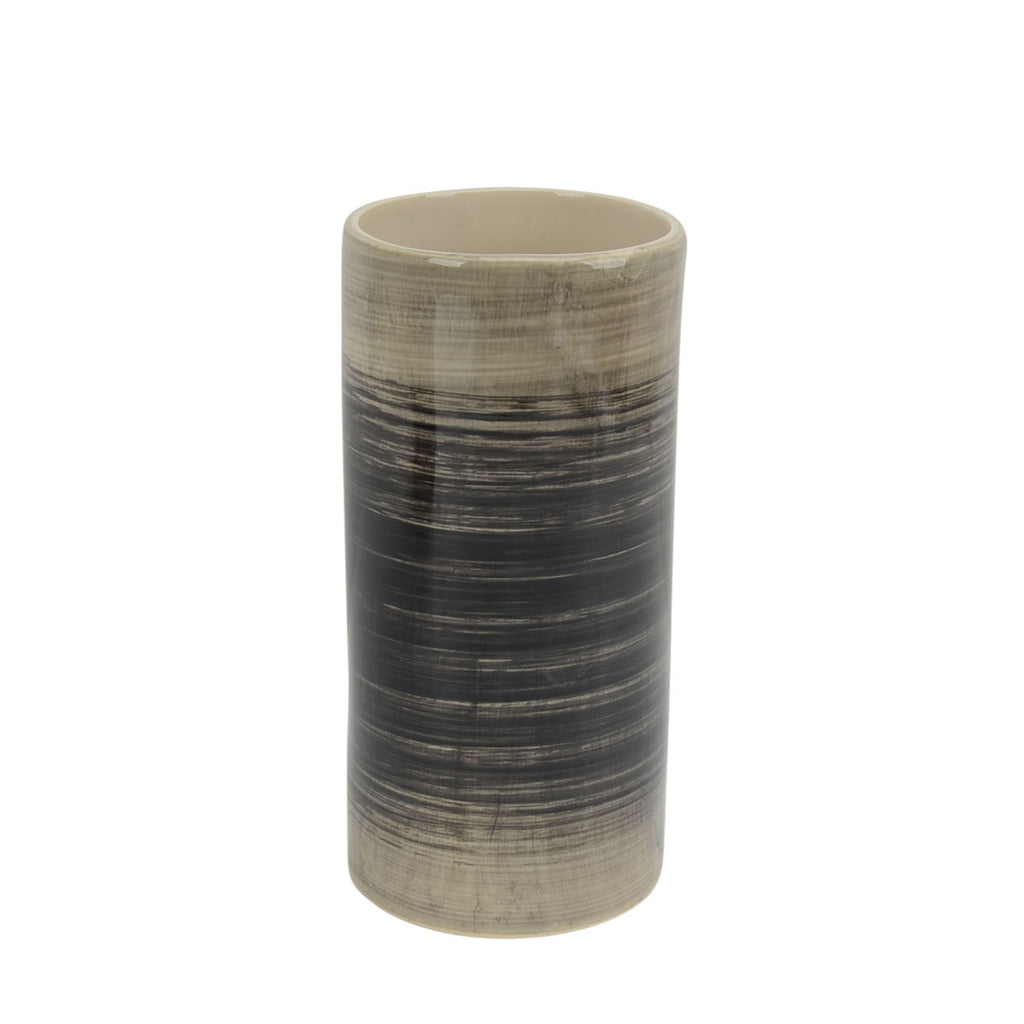 Ceramic Vase 9.5", Black/Beige - ReeceFurniture.com