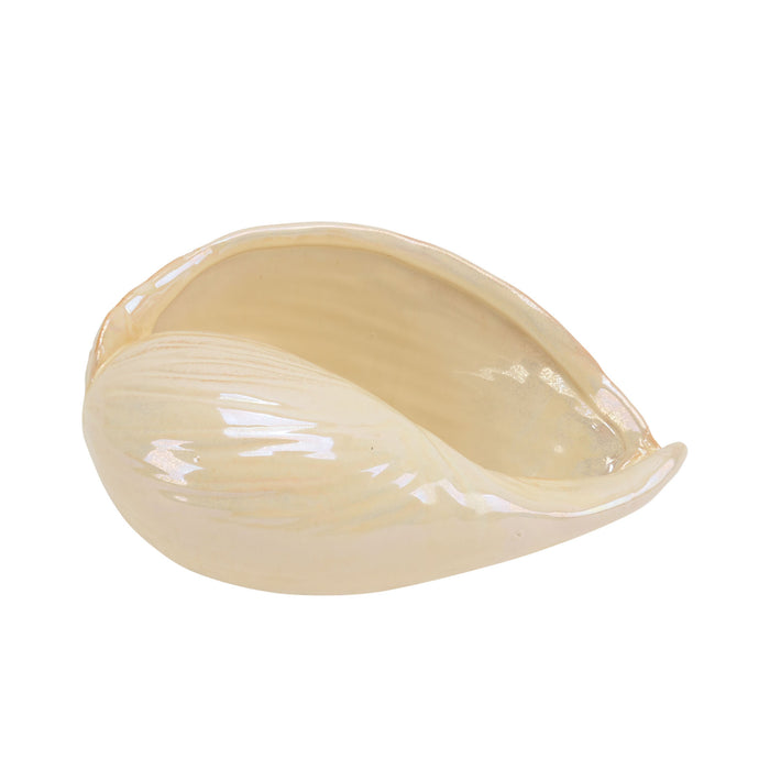 Ceramic Seashell Decor, 10", Pearl