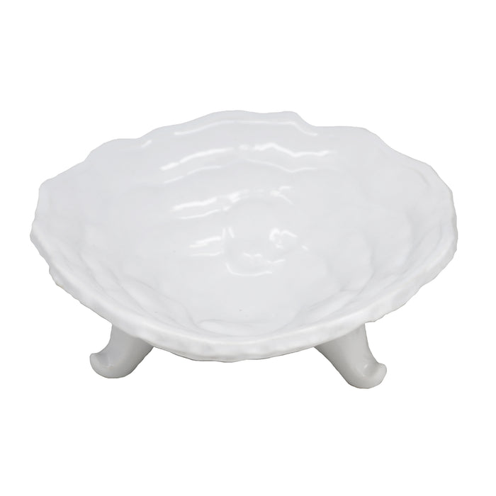Ceramic Footed Bowl 10", White