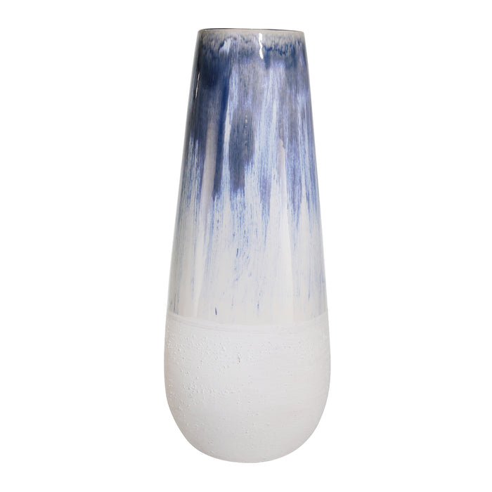 Ceramic 18" Vase, Blue/White