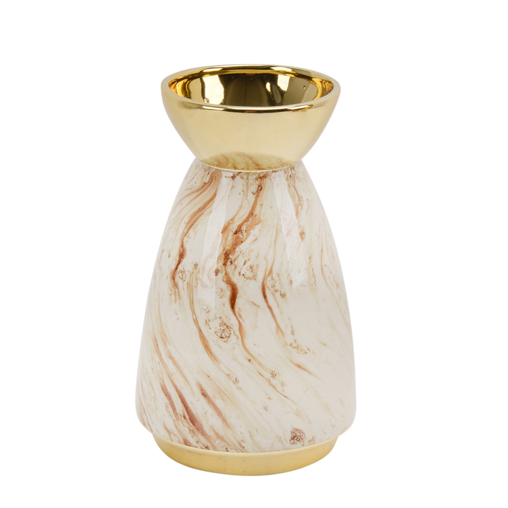 Ceramic 12" Vase, Gold - ReeceFurniture.com