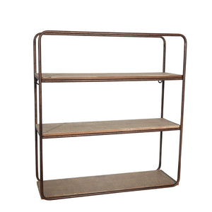 Metal / Wood 3 Tier Wall Shelf, Brown - ReeceFurniture.com