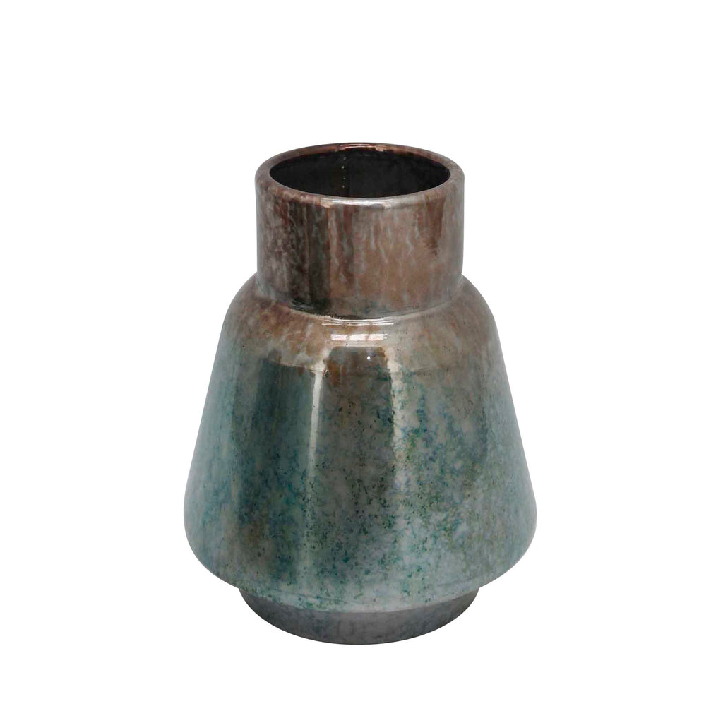 Metal 9.75" Vase, Green - ReeceFurniture.com